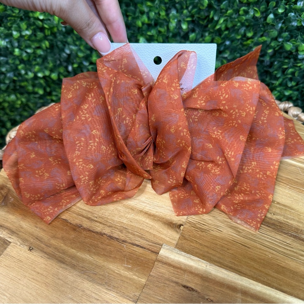 Free People Rust Floral Poppy sprinted Hair Bow